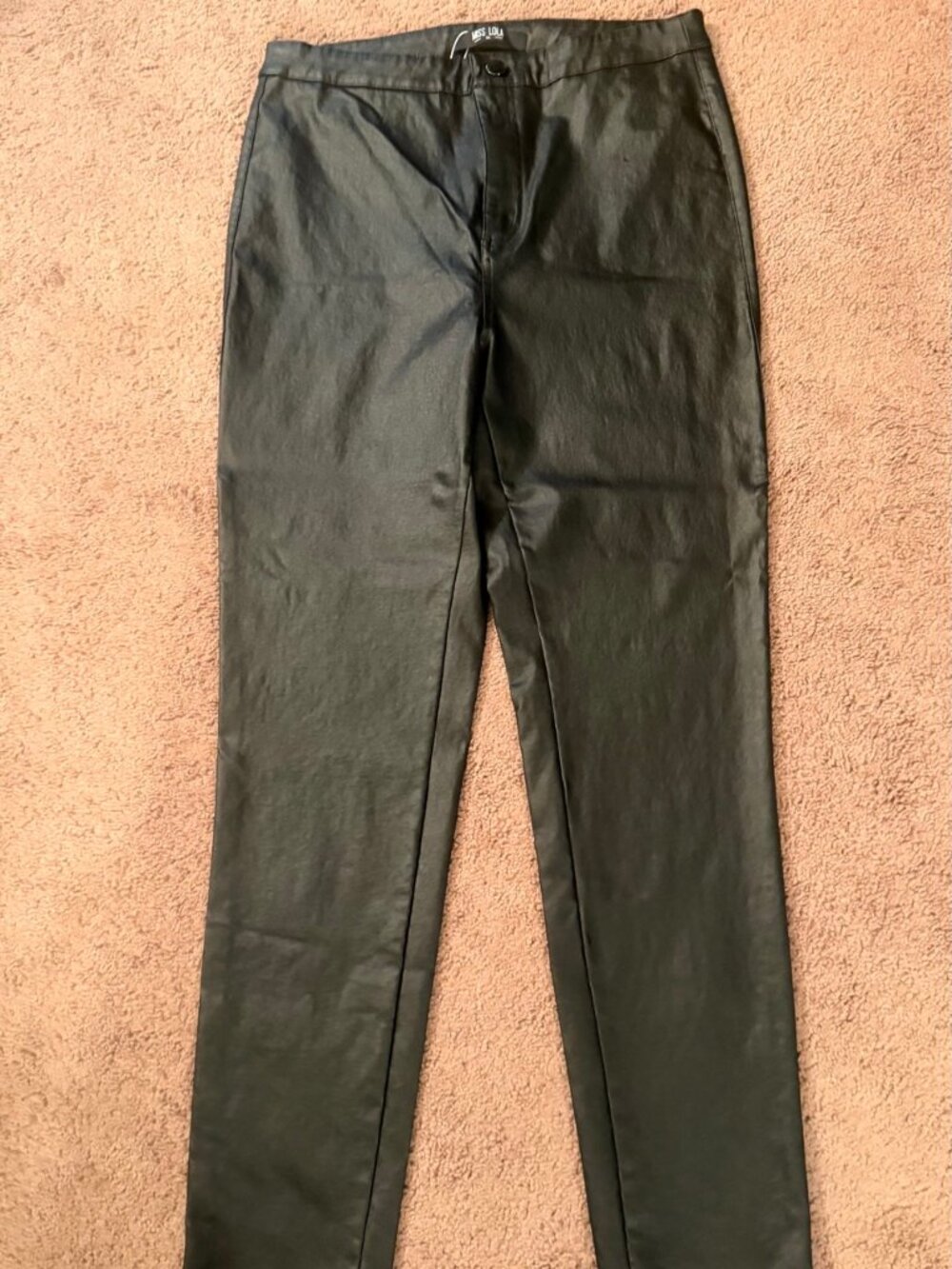Miss Lola Black Coated Skinny Pants Waxed Look Women's XL